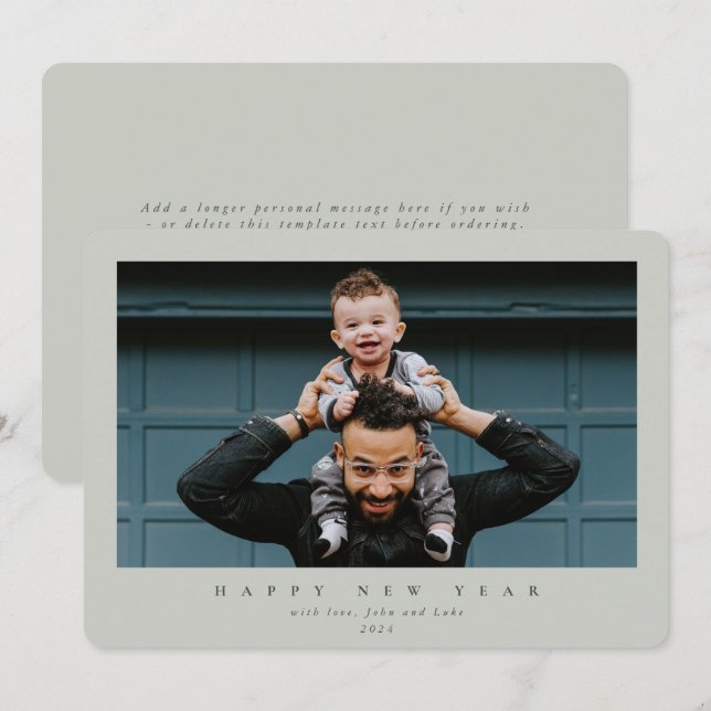 Enkel, modern, minimal, enkelfoto Gott nytt år Julkort (Fram/baksida)