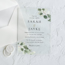 Enkel Modern Minimal Grön Blad Bröllop