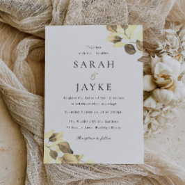 Enkel, modern, minimal Guld Löv Bröllop Inbjudningar