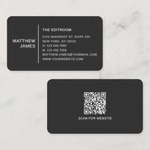 Enkel Modern Minimal Matt Svart Vit QR-kod Visitkort