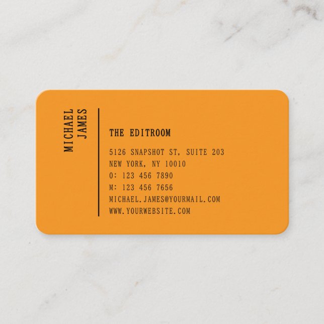 Enkel Modern Minimal Orange QR-kod Visitkort (Framsida)