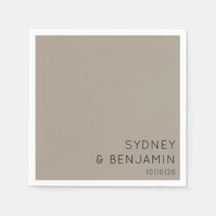 Enkel, modern, minimal Personligt bröllp-taupe Pappersservett