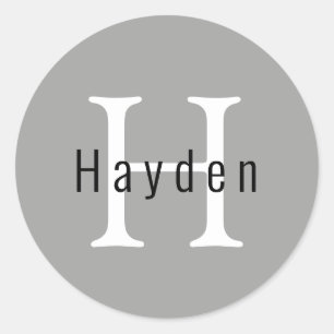 Enkel, modern, minimal Silver Monogram Namn - förs Runt Klistermärke