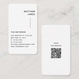 Enkel, modern, minimal svart, vit QR-kod Visitkort