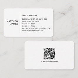 Enkel Modern Minimal Svart Vit QR-kod Visitkort