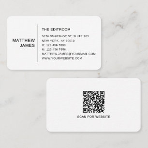 Enkel Modern Minimal Svart Vit QR-kod Visitkort