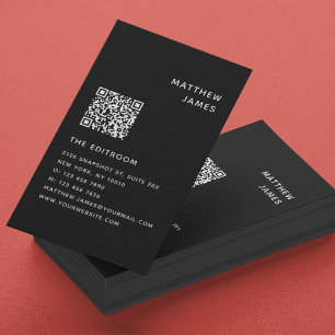 Enkel, modern, minimal svart, vit QR-kod Visitkort