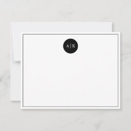 Enkel, modern, minimal svartvit cirkel, Monogram Anteckningskort