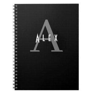 Enkel, modern, minimal svartvit monogram anteckningsbok