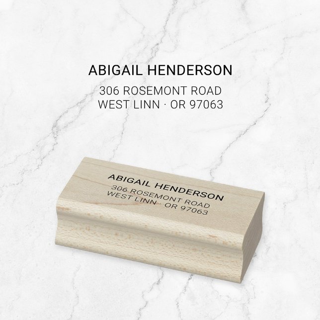 Enkel modern minimal typografi 10 | Trä Stämpel (Modern minimal typography wooden return address stamp. Create your own!)