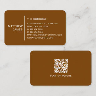 Enkel Modern Minimal Varm Choklad Brun QR-kod Visitkort