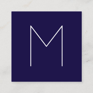 Enkel modern Minimalist marinblå Monogram Fyrkantigt Visitkort