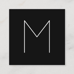 Enkel modern Minimalist svartvit Monogram Fyrkantigt Visitkort