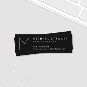 Enkel modern Minimalist svartvit Monogram Mini Visitkort