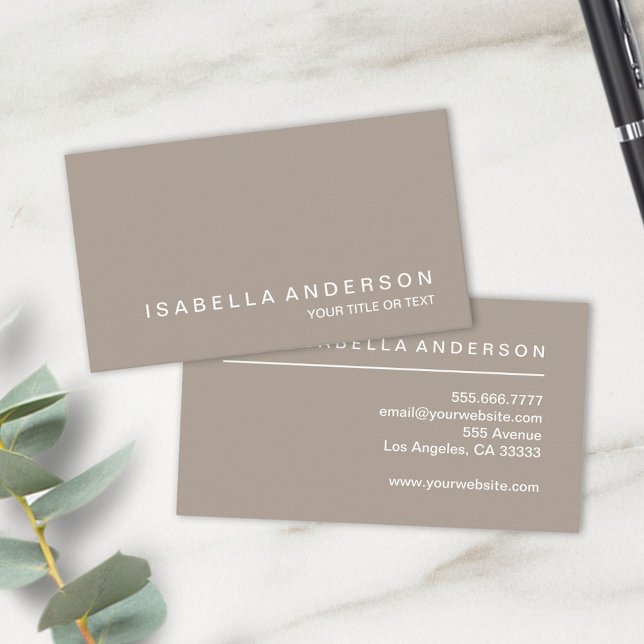 Enkel Modern Minimalist Taupe Yrkesmässig Visitkort (Skapare uppladdad)