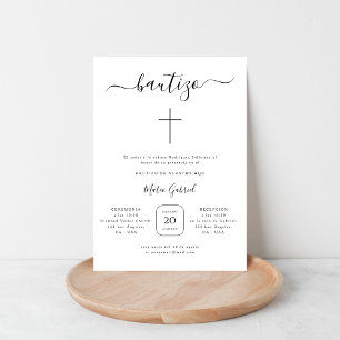 Enkel, modern, minimalistisk baptism Spanska Bau Inbjudningar