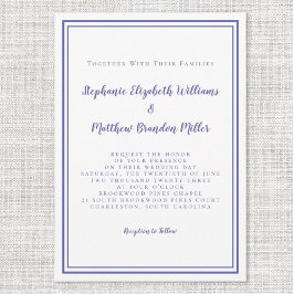 Enkel, modern, minimalistisk, blå Bröllop Inbjudningar