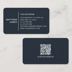 Enkel Modern Minimalistisk Blå Vit QR-kod Visitkort