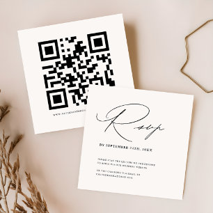 Enkel, modern, minimalistisk Bröllop OSA med QR-ko Tilläggskort