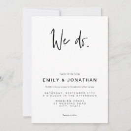 Enkel, modern, minimalistisk bröllopsinbjudan inbjudningar