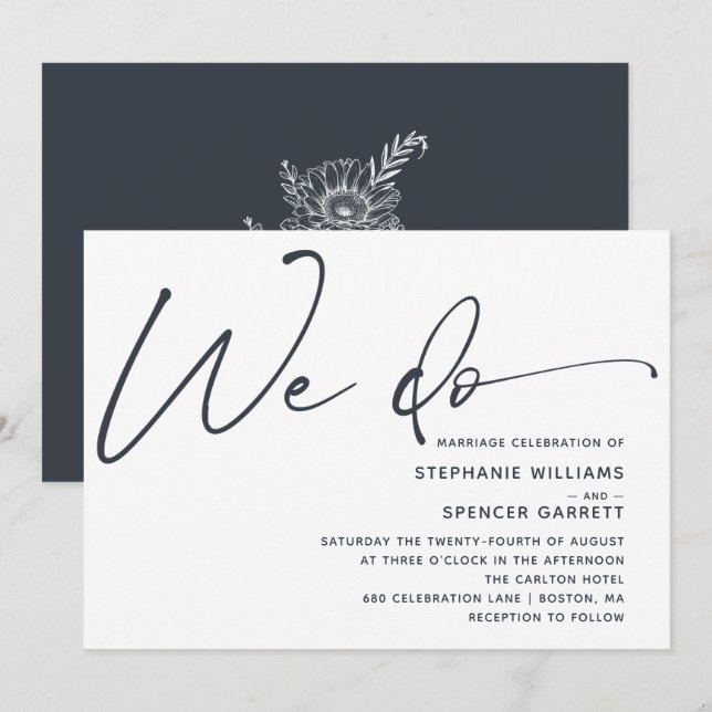 Enkel Modern Minimalistisk Bröllopskrift Inbjudningar (Fram/baksida)