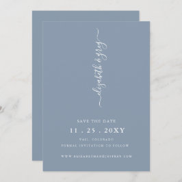 Enkel, modern, minimalistisk dammblå Spara datumet Meddelande