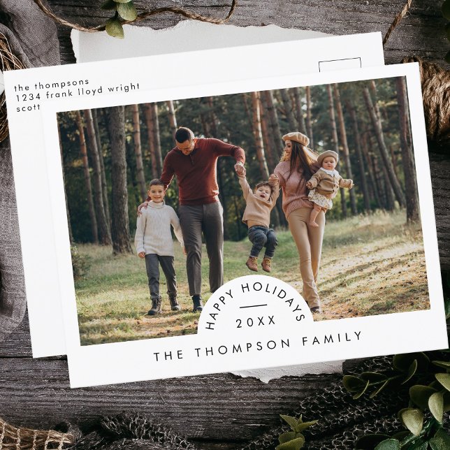 Enkel, modern, minimalistisk familjefolljul helg vykort (Skapare uppladdad)