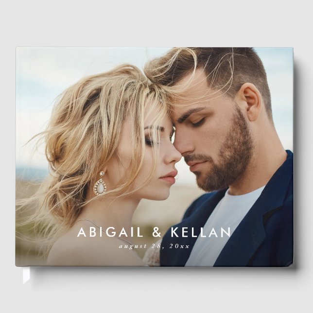 Enkel, modern, minimalistisk foto Bröllop Gästböcker (Framsida)