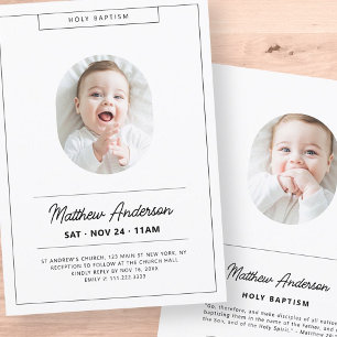 Enkel, modern, minimalistisk foto-Heliga-baptism Inbjudningar