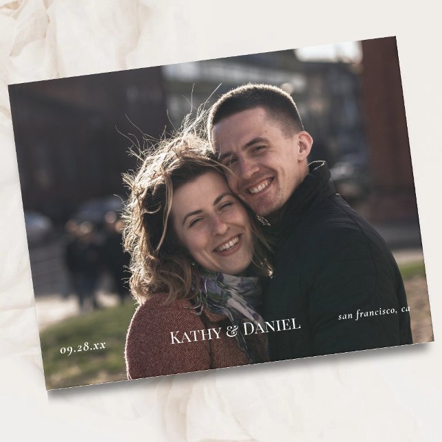 Enkel Modern Minimalistisk Fotobryllop Gästböcker (Modern minimalist photo wedding guest book preserves heartfelt memories with timeless elegance)