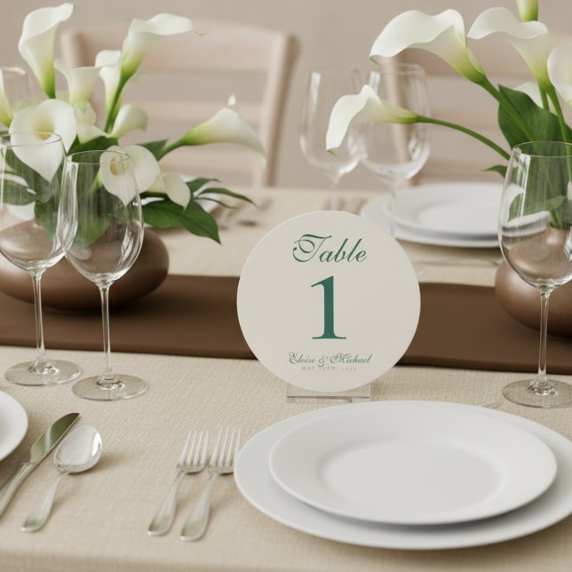 Enkel, modern, minimalistisk Grönt Bröllop Julkort (Guide guests to their seats in style with this Sage Green Wedding Table Number Sign!)