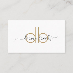 Enkel, modern, minimalistisk Guld Black Monogram Visitkort
