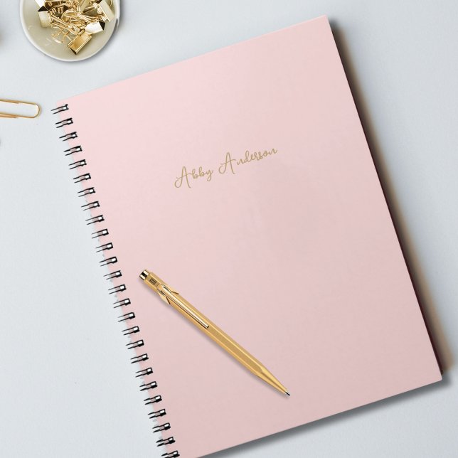 Enkel, modern, minimalistisk Guld-skript | Rosa Anteckningsbok (Skapare uppladdad)