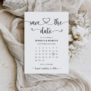 Enkel Modern Minimalistisk Kalender Foto Bröllop Spara Datumet