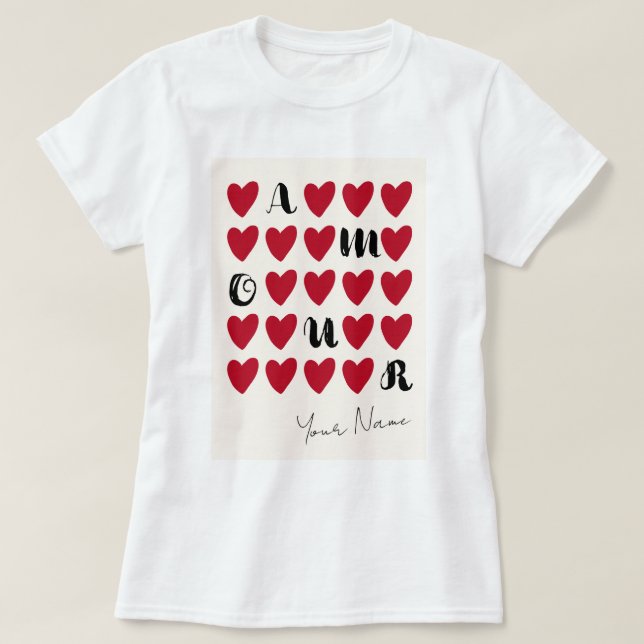 Enkel, modern, minimalistisk Kärlek Valentine T-Sh T Shirt (Design framsida)