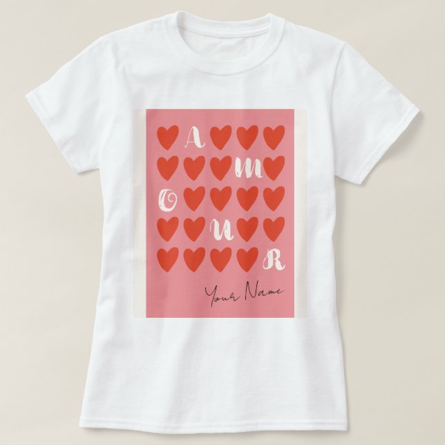 Enkel, modern, minimalistisk Kärlek Valentine T-Sh T Shirt (Design framsida)