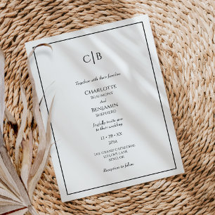 Enkel Modern Minimalistisk Monogram Bröllop Inbjudningar