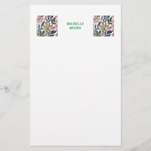 Enkel Modern Minimalistisk Namn Blommig Grönska Brevpapper