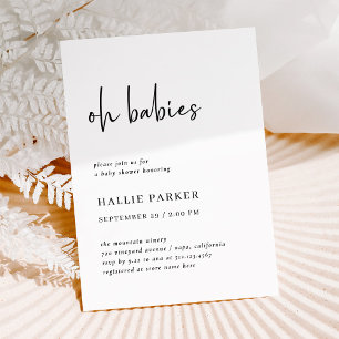 Enkel modern, minimalistisk   Oh Spädbarn Baby Sho Inbjudningar