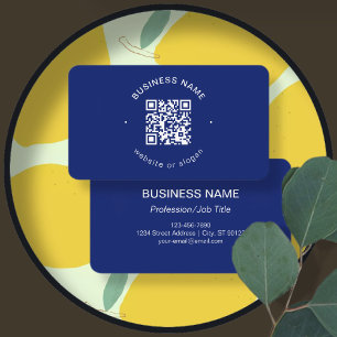 Enkel modern minimalistisk QR-kod Havsblått Visitkort