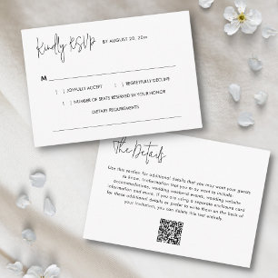 Enkel Modern Minimalistisk QR-kod RSVP Bröllop Tilläggskort