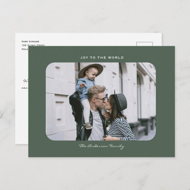 Enkel, modern, minimalistisk, ren julfoto Po Vykort (Fram/baksida)