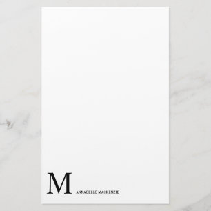 Enkel, modern, minimalistisk, ren svart monogram brevpapper