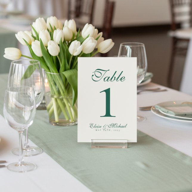 Enkel Modern Minimalistisk Salvia Grön Bröllopsfes Bordsnummer (Guide guests to their seats in style with this Sage Green Wedding Table Number Sign!)