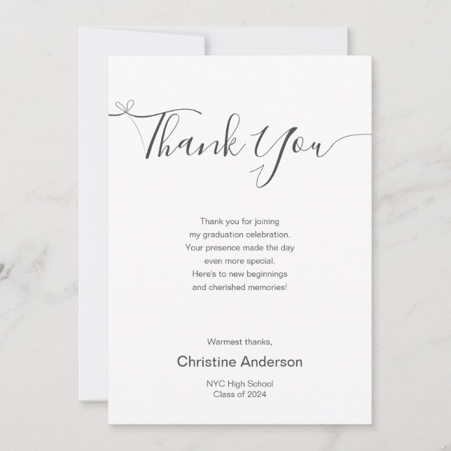 Enkel, modern, minimalistisk skripttyp Studenten Tack Kort (Framsida)