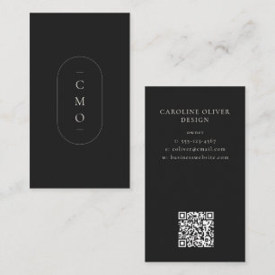 Enkel Modern Minimalistisk Svart Monogram Liten Visitkort