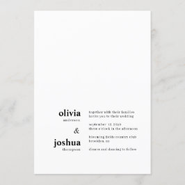 Enkel modern, minimalistisk svart typografi Bröllo Inbjudningar
