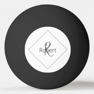 Enkel, modern, minimalistisk svartvit Monogram Nam Pingisboll