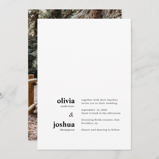 Enkel, modern, minimalistisk typografi - foto Bröl Inbjudningar (Fram/baksida)