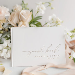Enkel, modern, minimalistisk vit Bröllop-gäst Bok